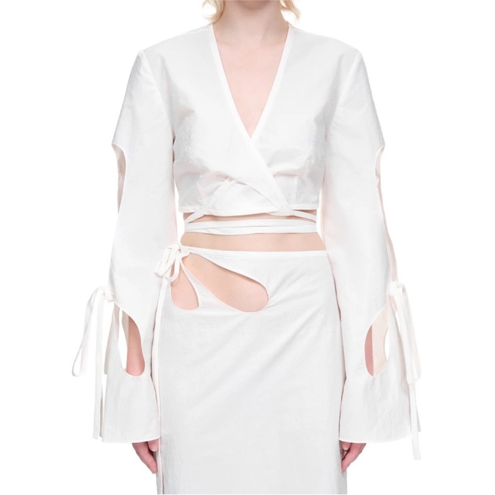 Christopher Esber Crop Top NWT Anglaise sleeve wrap top